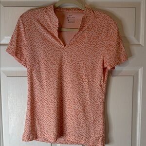 Nike Women's Dri Fit Printed Short Sleeve Golf Polo Orange Multi LOGO NWOT